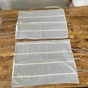 Indigo Collection Cotton Standard Pillow Shams (2) Gray & White Striped w/ Ties